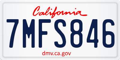 CA license plate 7MFS846