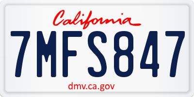 CA license plate 7MFS847