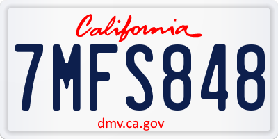 CA license plate 7MFS848