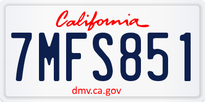 CA license plate 7MFS851