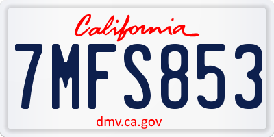 CA license plate 7MFS853