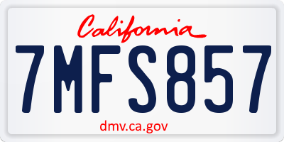 CA license plate 7MFS857
