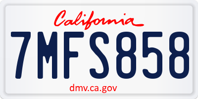 CA license plate 7MFS858