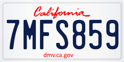 CA license plate 7MFS859