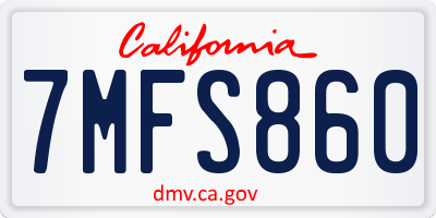 CA license plate 7MFS860