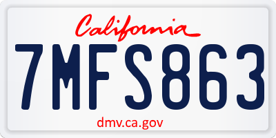 CA license plate 7MFS863