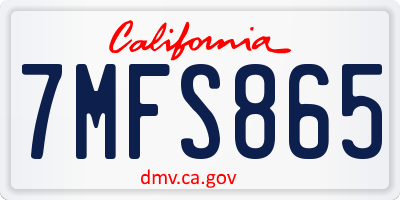 CA license plate 7MFS865