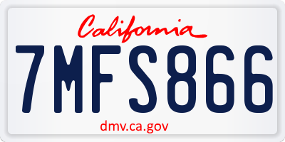 CA license plate 7MFS866