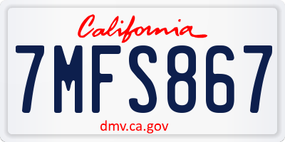 CA license plate 7MFS867
