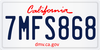 CA license plate 7MFS868