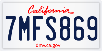CA license plate 7MFS869
