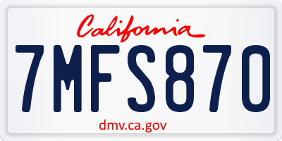 CA license plate 7MFS870