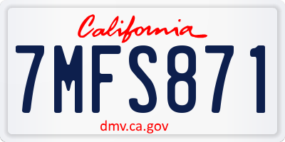 CA license plate 7MFS871