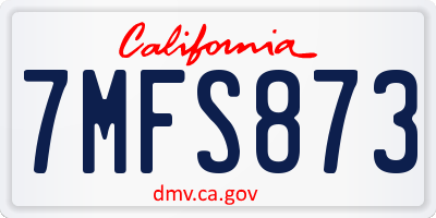 CA license plate 7MFS873