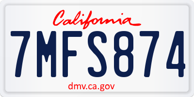 CA license plate 7MFS874