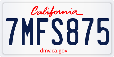 CA license plate 7MFS875