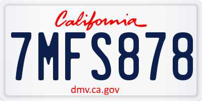 CA license plate 7MFS878