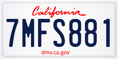 CA license plate 7MFS881