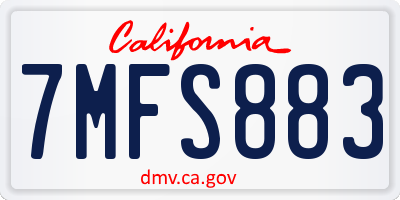 CA license plate 7MFS883
