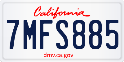 CA license plate 7MFS885