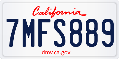 CA license plate 7MFS889