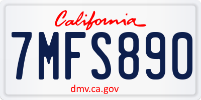 CA license plate 7MFS890
