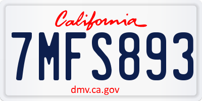 CA license plate 7MFS893