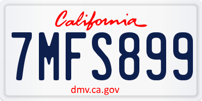 CA license plate 7MFS899