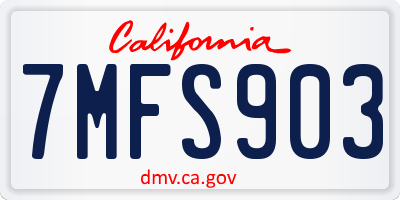 CA license plate 7MFS903