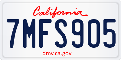 CA license plate 7MFS905