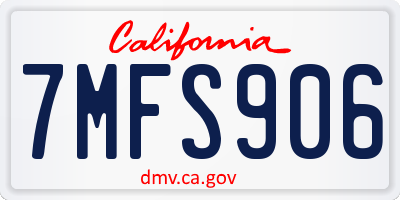 CA license plate 7MFS906