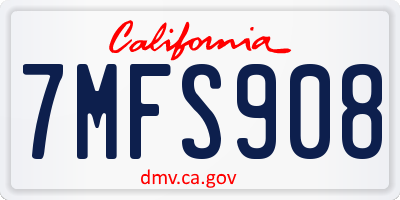 CA license plate 7MFS908