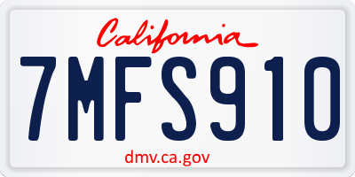 CA license plate 7MFS910