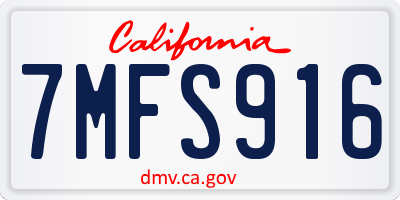CA license plate 7MFS916