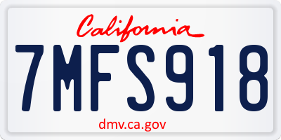 CA license plate 7MFS918