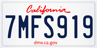 CA license plate 7MFS919