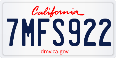 CA license plate 7MFS922