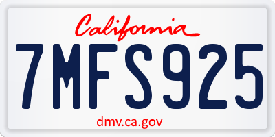 CA license plate 7MFS925