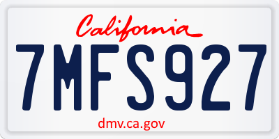 CA license plate 7MFS927