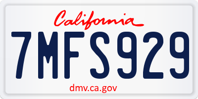 CA license plate 7MFS929