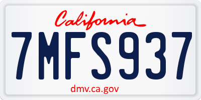 CA license plate 7MFS937