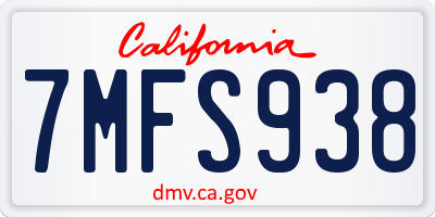 CA license plate 7MFS938