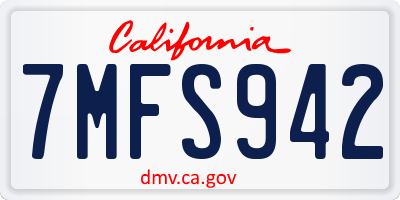CA license plate 7MFS942