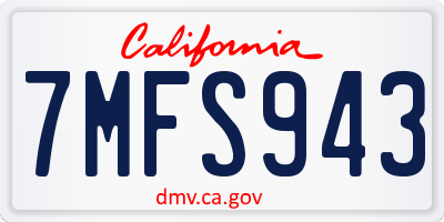 CA license plate 7MFS943