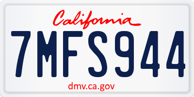 CA license plate 7MFS944