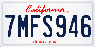 CA license plate 7MFS946