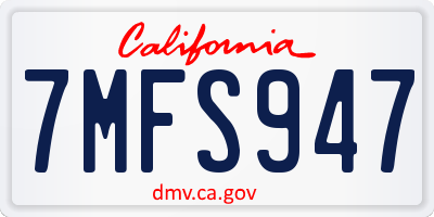 CA license plate 7MFS947