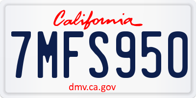 CA license plate 7MFS950