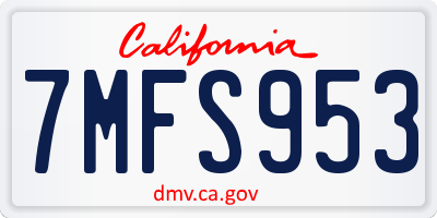 CA license plate 7MFS953