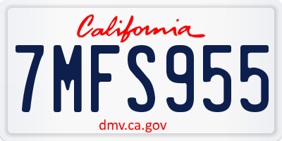 CA license plate 7MFS955